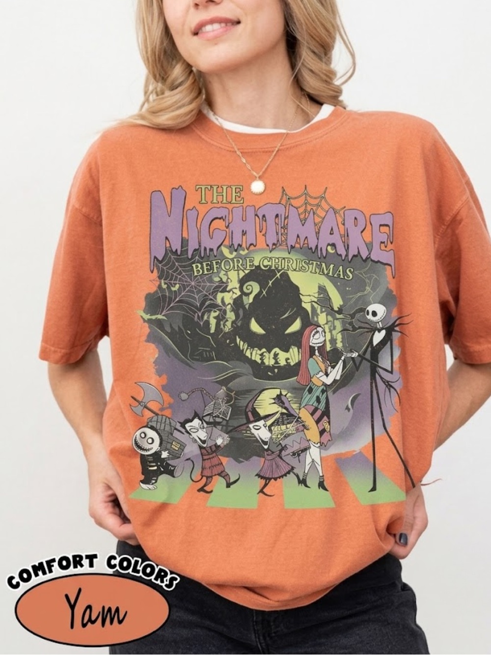Comfort colors The Nightmare Before Christmas Orange Graphic Tee
